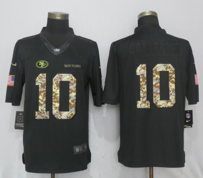 Men San Francisco 49ers #10 Garoppolo Anthracite Salute To Service Limited Nike NFL Jerseys->san francisco 49ers->NFL Jersey